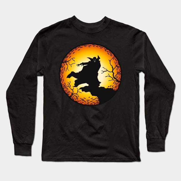 Scary & Horror Dracula Vampire - Halloween Costume Gift For Men & Women Long Sleeve T-Shirt by Art Like Wow Designs